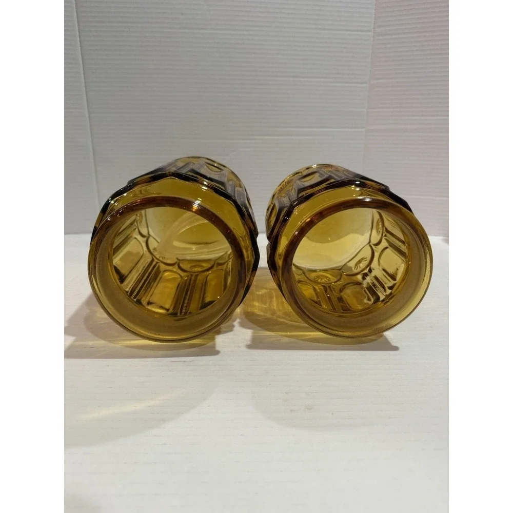 Vintage Amber Moon & Stars Glass Canisters (Set of 2) – No Lids